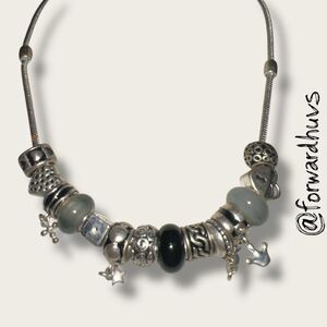 Bundle Sale 3 for $15 | Silver-Tone Fixed Beads & Charm Necklace
